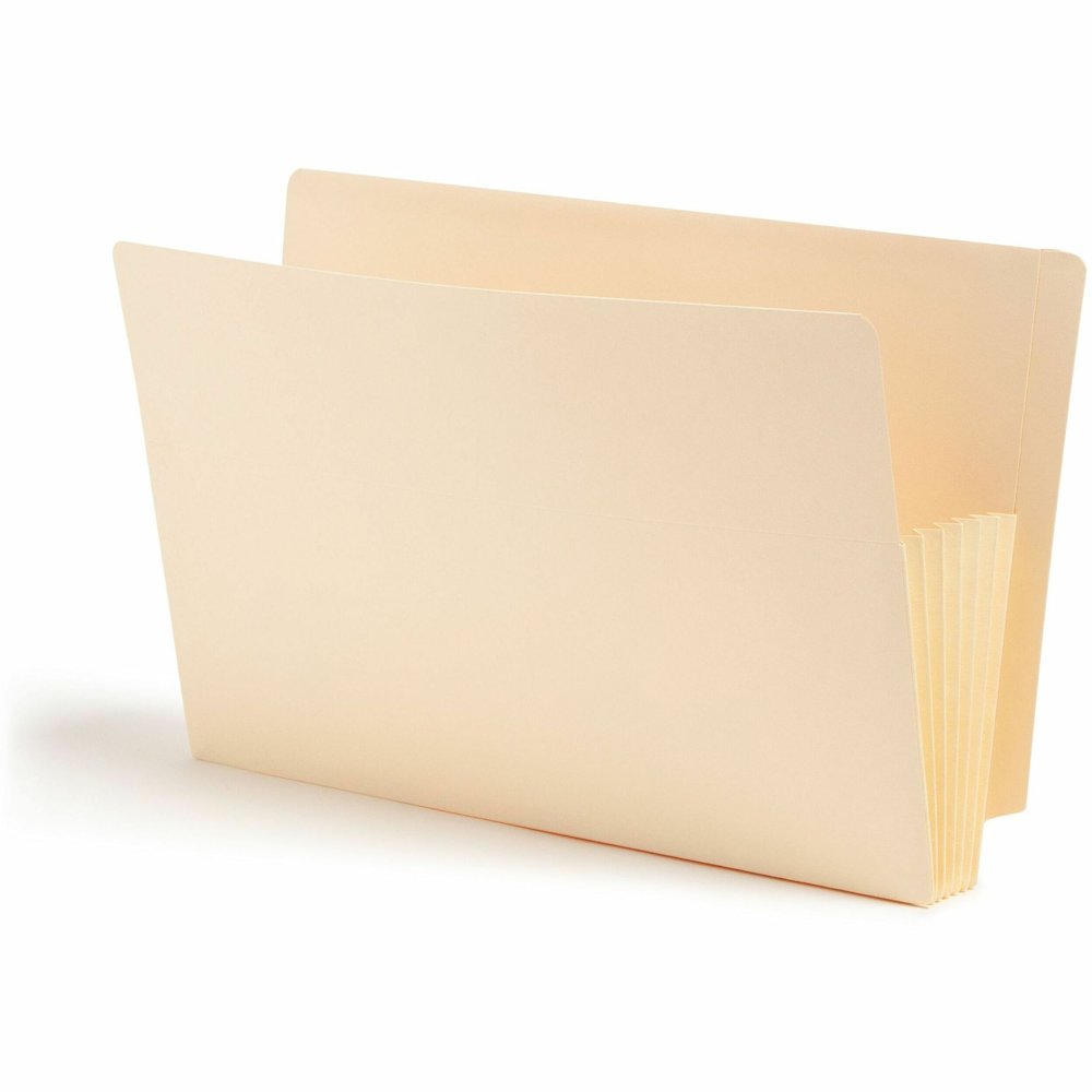 Smead Straight Tab Cut Legal Recycled File Pocket - 8 1/2" x 14" - 5 1/4" Expansion - 11 pt. - 2 Plys - Manila - Reinforced Gusset, Embossed, Tear Resistant - 10% Recycled - 10 / Box. Picture 1