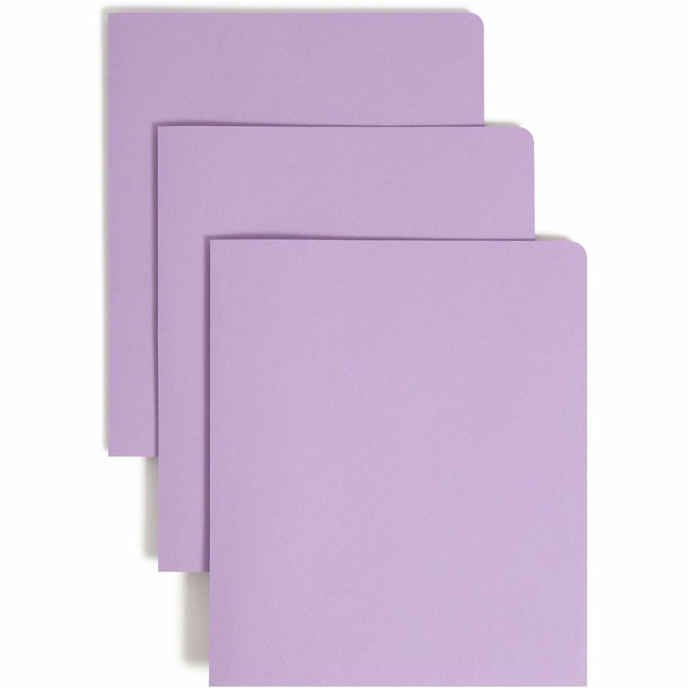 Smead Letter Recycled Pocket Folder - 1/2" Folder Capacity - 8 1/2" x 11" - 2 Pocket - 11 pt. - Leatherette - Lavender - 10% Recycled - 25 / Box. Picture 1
