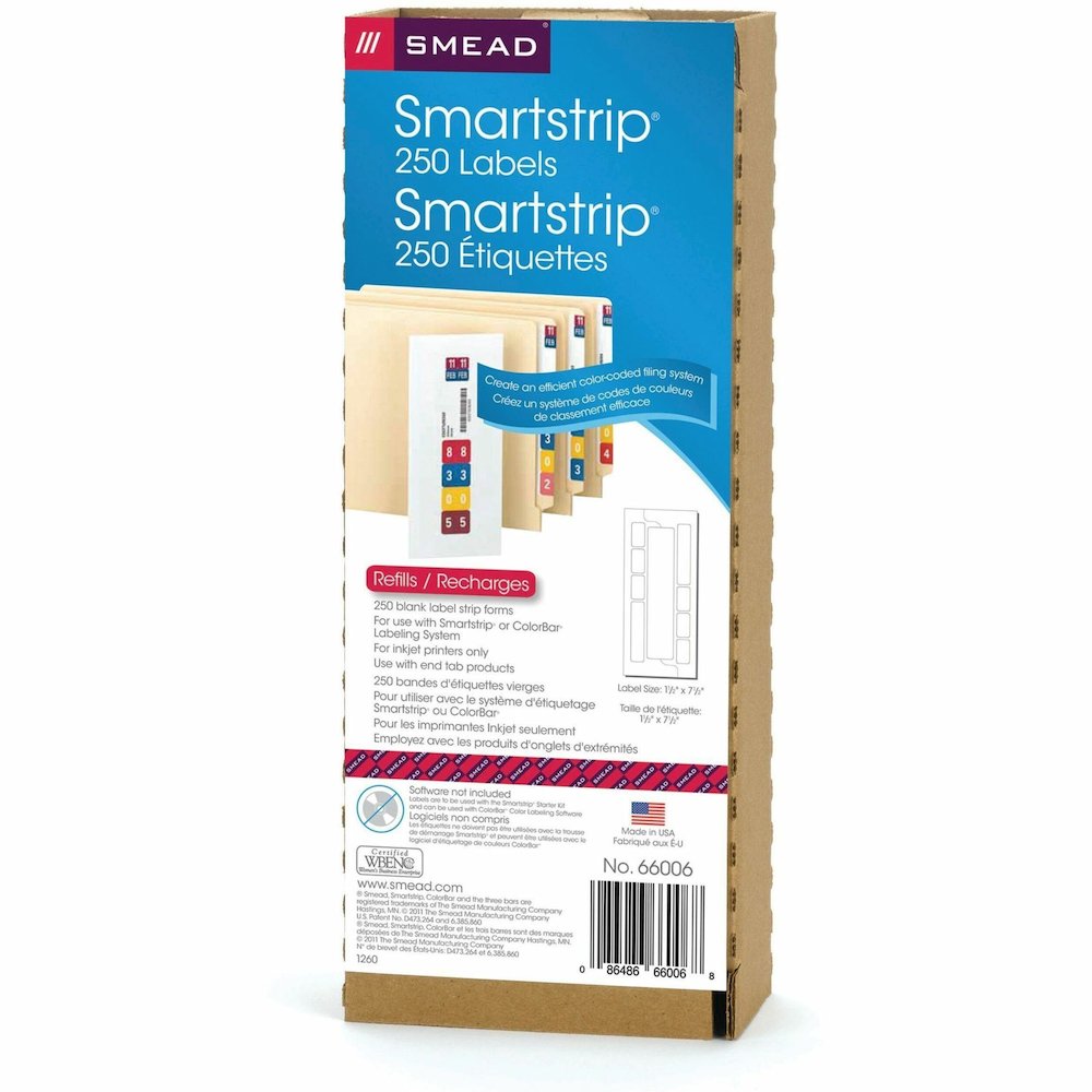 Smead Smartstrip Labeling System ColorBar Refill Labels - 7 1/2" Width x 1 1/2" Length - Inkjet. Picture 1