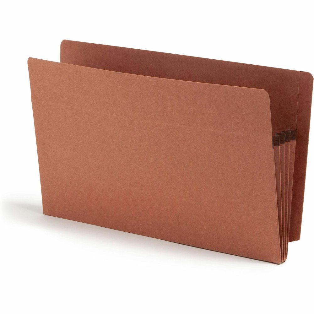 Smead Straight Tab Cut Legal Yes File Pocket - 8 1/2" x 14" - 3 1/2" Expansion - 2 Plys - Redrope - Tear Resistant Gusset - 100% Recycled - 25 / Box. Picture 1