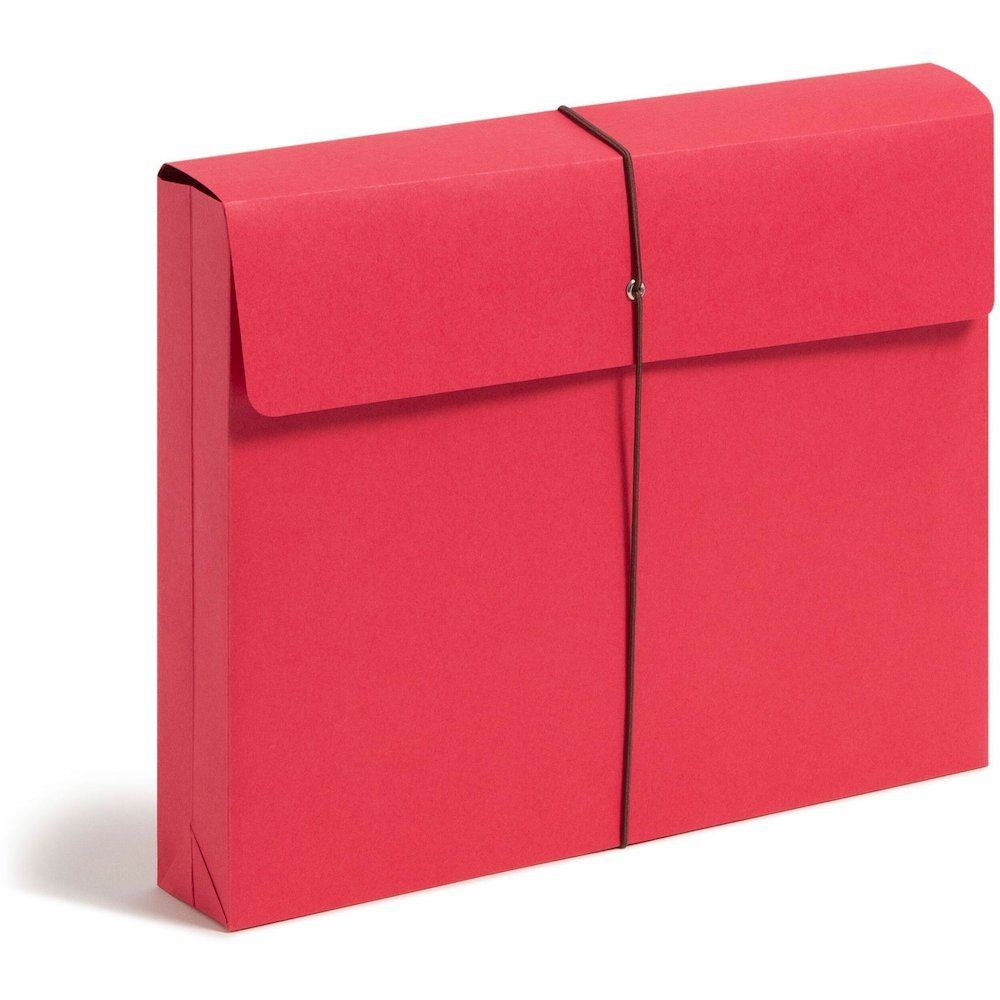 Smead Letter Recycled File Wallet - 8 1/2" x 11" - 2" Expansion - 1 Pocket - 11 pt. - Red - Elastic Closure, Heavy Duty, Flap - 10% Recycled - 1 / Pack. Picture 1