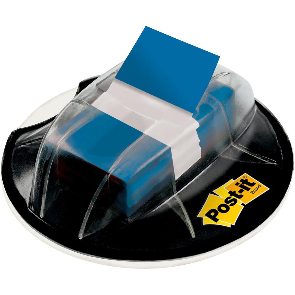 Post-it&reg; Flags in Desk Grip Dispenser - 200 - 1" x 1 3/4" - Rectangle - Unruled - Blue - Removable, Self-adhesive - 200 / Pack. Picture 1