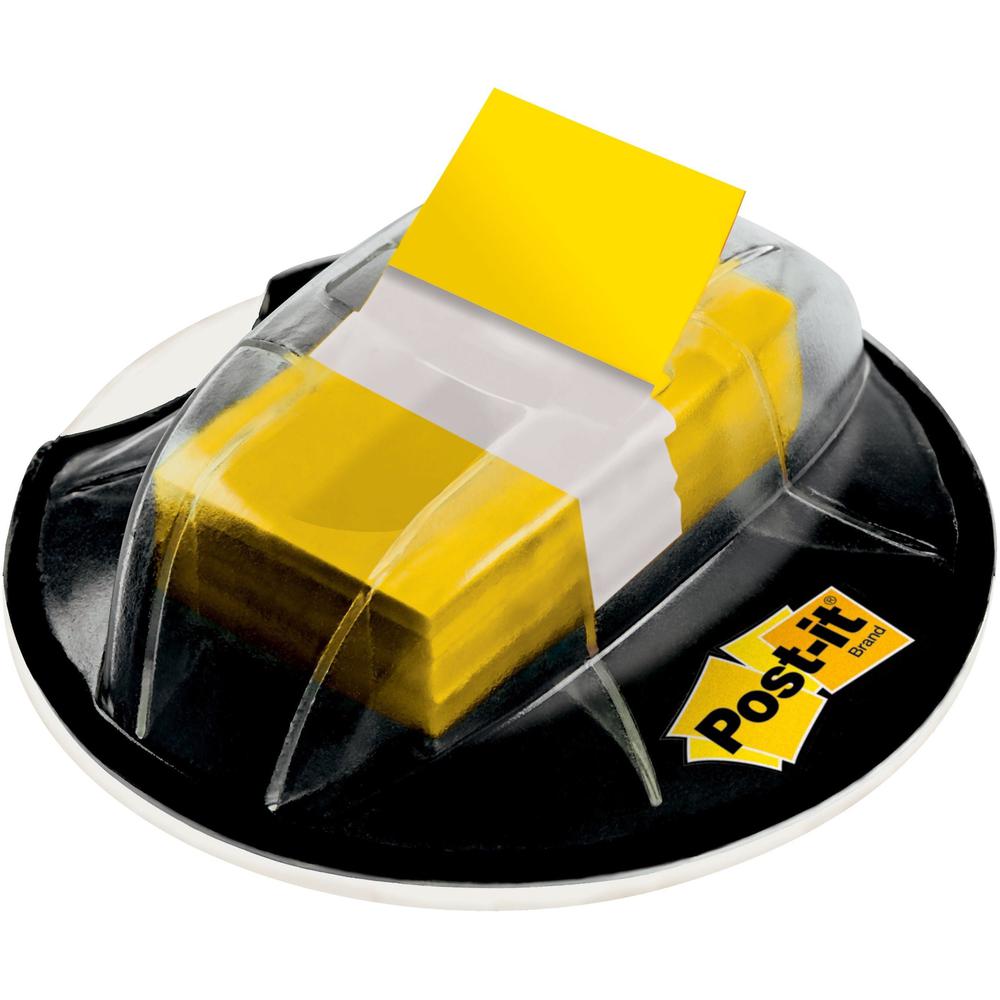 Post-it&reg; Flags in Desk Grip Dispenser - 200 - 1" x 1 3/4" - Rectangle - Unruled - Yellow - Removable, Self-adhesive - 200 / Pack. Picture 1