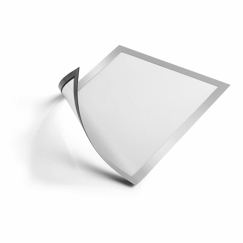 DURABLE DURAFRAME Document Frame - Holds 8.50" x 11" Insert - Rectangle - Surface - Horizontal, Vertical - Sturdy, Self-adhesive, Magnetic - Silver - 2 / Pack. Picture 1