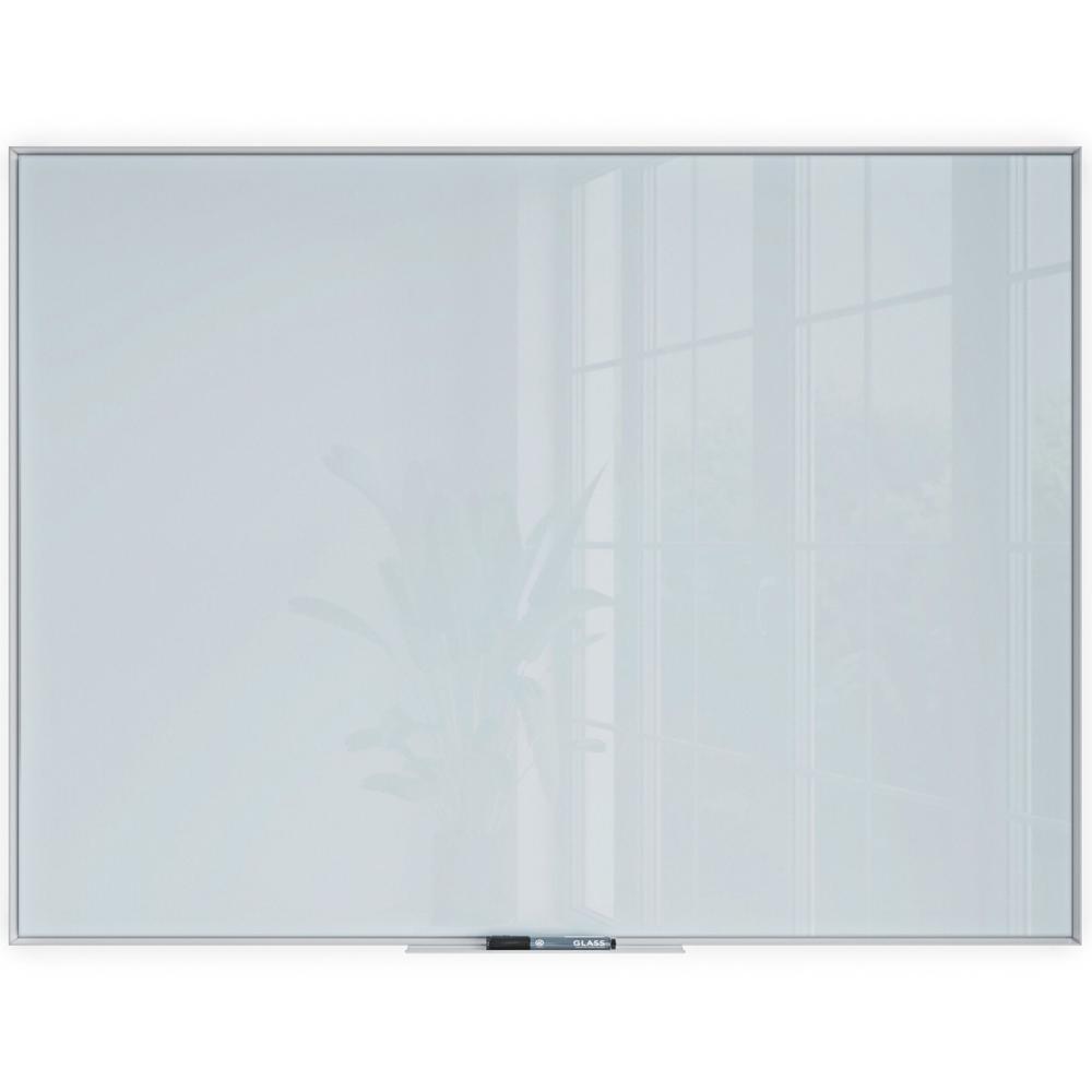 U Brands Glass Non-Magnetic Dry-Erase Board - 48" (4 ft) Width x 36" (3 ft) Height - Frosted White Tempered Glass Surface - White Aluminum Frame - Rectangle - Horizontal/Vertical - 1 Each. Picture 1