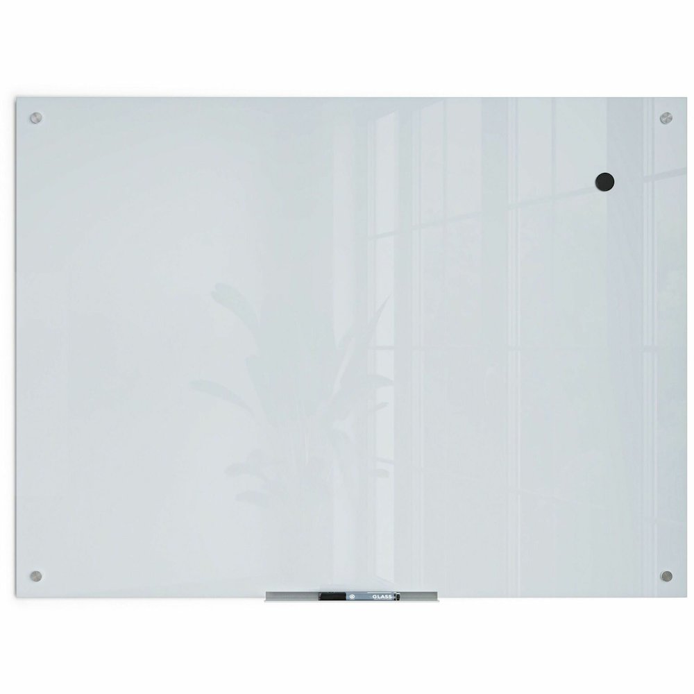 U Brands Magnetic Glass Frameless Dry-Erase Board - 48" (4 ft) Width x 36" (3 ft) Height - Frosted White Tempered Glass Surface - Rectangle - Horizontal/Vertical - Magnetic - 1 Each. Picture 1
