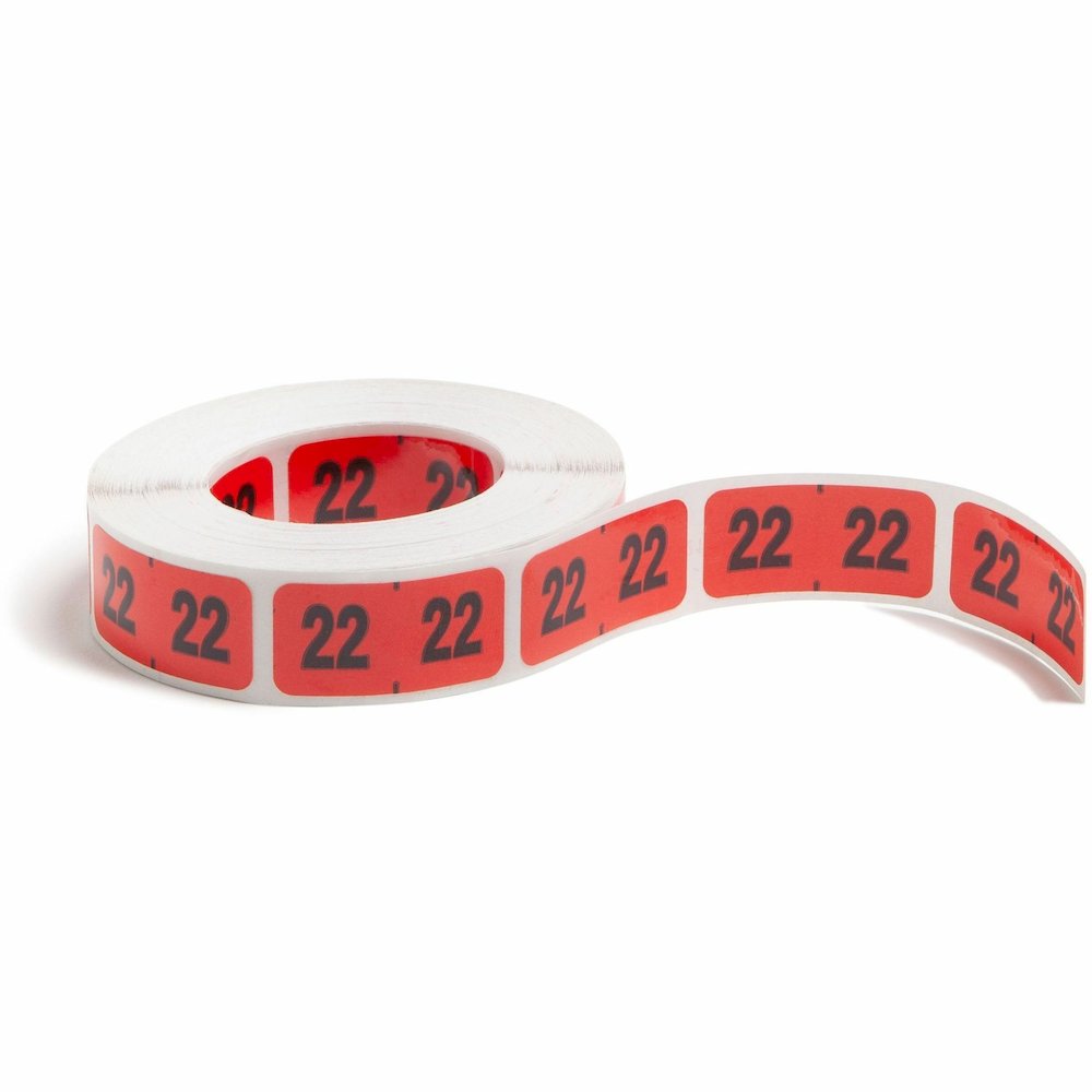 Smead ETYJ Color-Coded Year Labels - 2022 - x 1 1/2" Width x 3/4" Length - Rectangle - Red - Laminated - 500 / Roll. Picture 1