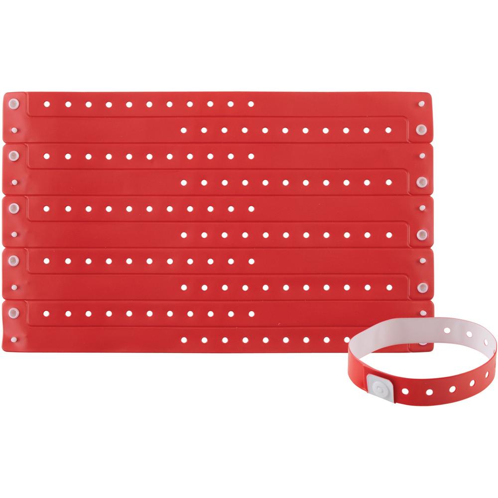 Advantus Colored Vinyl Wristbands - Adjustable - 0" Height x 0.6" Width x 9.8" Length - Red - Vinyl - 1 Pack. Picture 1
