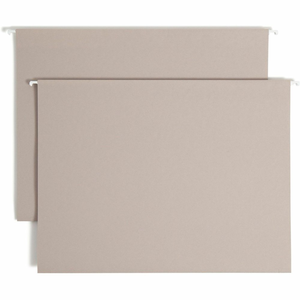 Smead TUFF 1/3 Tab Cut Legal Recycled Hanging Folder - 8 1/2" x 14" - 4" Expansion - Top Tab Location - Assorted Tab Position - Steel Gray - Bend Resistant, Heavy Duty, Tear Resistant, Reinforced Rod . Picture 1