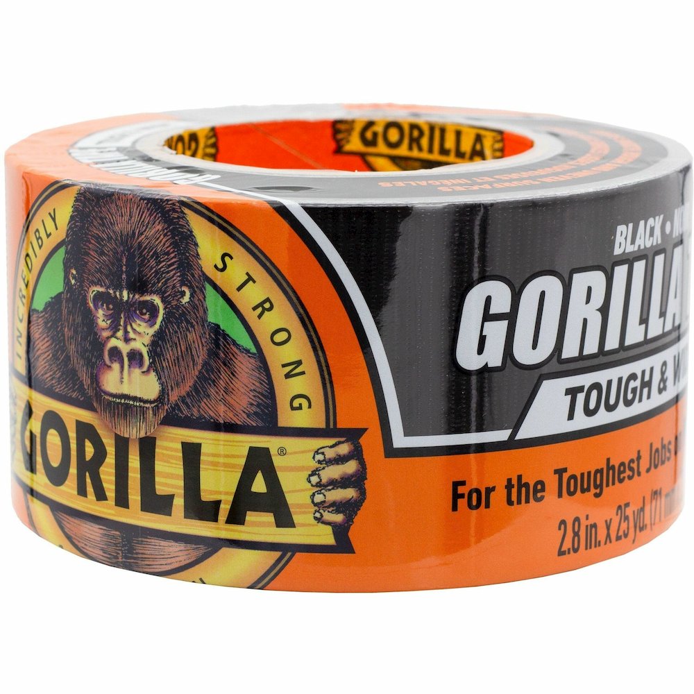 Gorilla Tough & Wide Tape - 25 yd Length x 2.88" Width - Black - Weather Resistant, Moisture Resistant, UV Resistant, Temperature Resistant - For Project, Repairing, Indoor, Outdoor, Rough Surface, Wo. Picture 1