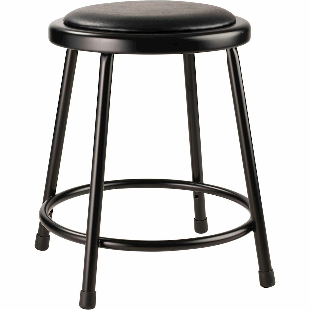 National Public Seating 6400 Series Heavy-Duty Padded Stools - Black Seat Color - Vinyl, Medium Density Fiber (MDF) Seat Material - Black Frame Color - Steel Frame Material - Four-legged Base - Black . Picture 1
