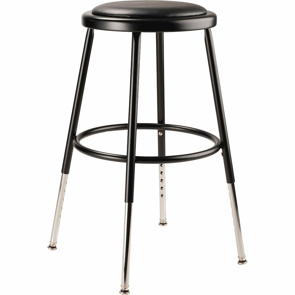 National Public Seating 6400 Series Heavy-Duty Padded Stools - Black Seat Color - Vinyl, Medium Density Fiber (MDF) Seat Material - Black Frame Color - Steel Frame Material - Four-legged Base - Black . Picture 1