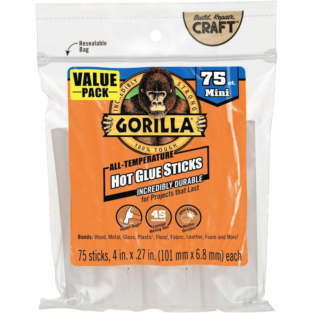Gorilla Mini Hot Glue Sticks - Clear - 75 / Pack. Picture 1
