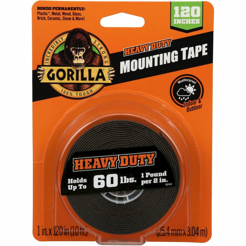 Gorilla Heavy Duty Mounting Tape - 10 ft Length x 1" Width - Black - 1 Each. Picture 1
