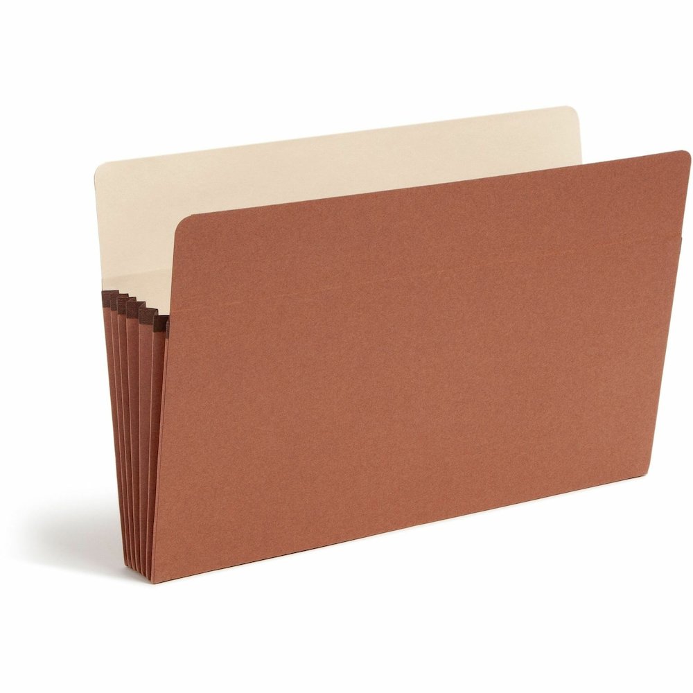 Smead Straight Tab Cut Legal Recycled File Pocket - 8 1/2" x 14" - Top Tab Location - 12.5 pt. - Redrope - Tear Resistant, Rounded Corner, Reinforced Gusset - 30% Recycled - 10 / Box. Picture 1