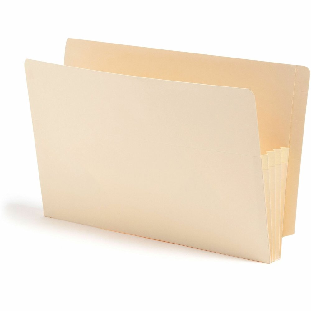 Smead Straight Tab Cut Legal Recycled File Pocket - 8 1/2" x 14" - 3 1/2" Expansion - 2 Plys - Manila - Tear Proof - 10% Recycled - 25 / Box. Picture 1