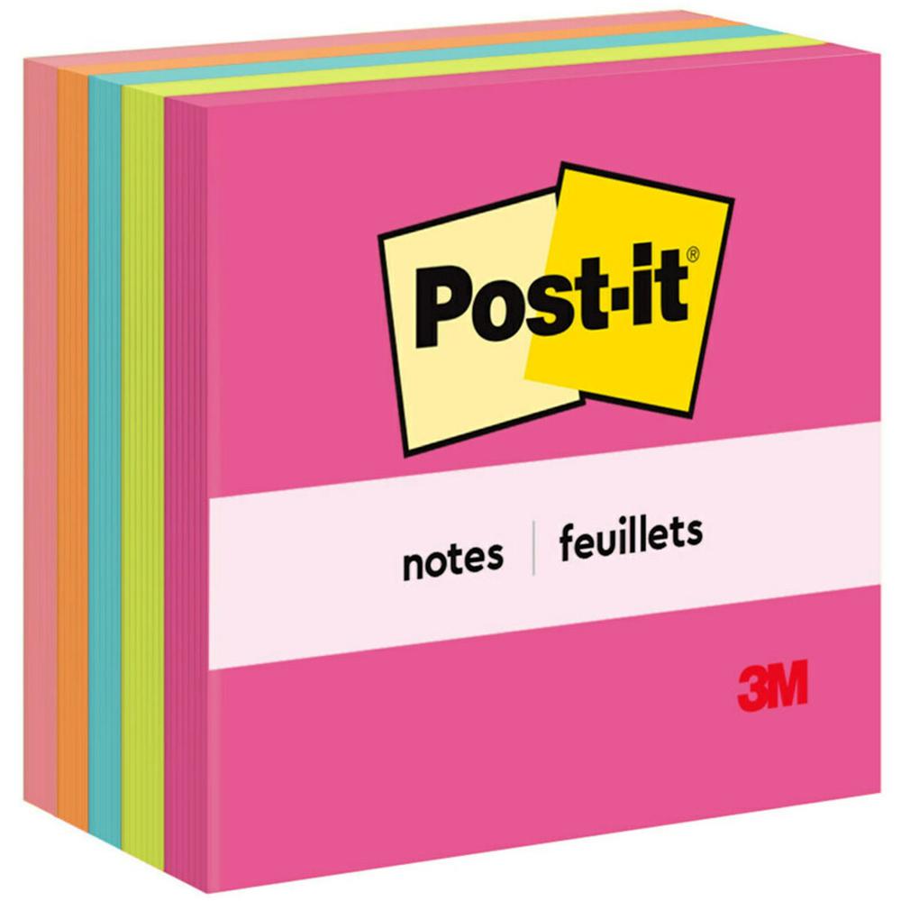 Post-it&reg; Notes - Poptimistic Color Collection - 500 - 3" Flag/Note Width x 3" Flag/Note Length - Square - 100 Sheets per Pad - Unruled - Power Pink, Acid Lime, Aqua Splash, Vital Orange, Guava - P. Picture 1