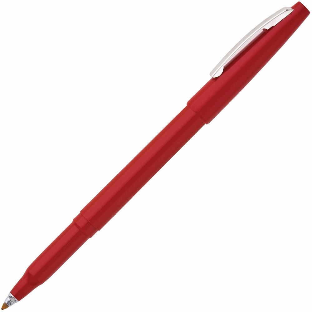 Pentel Rolling Writer Pens - Red Ink - Red Plastic Barrel - 1 Dozen. Picture 1