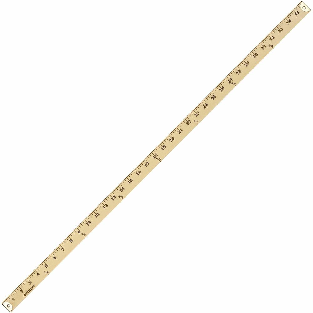 Westcott Wood Yardstick - 36" Length 1" Width - 1/8 Graduations - Imperial Measuring System - Wood - 1 Each - Blue. Picture 1