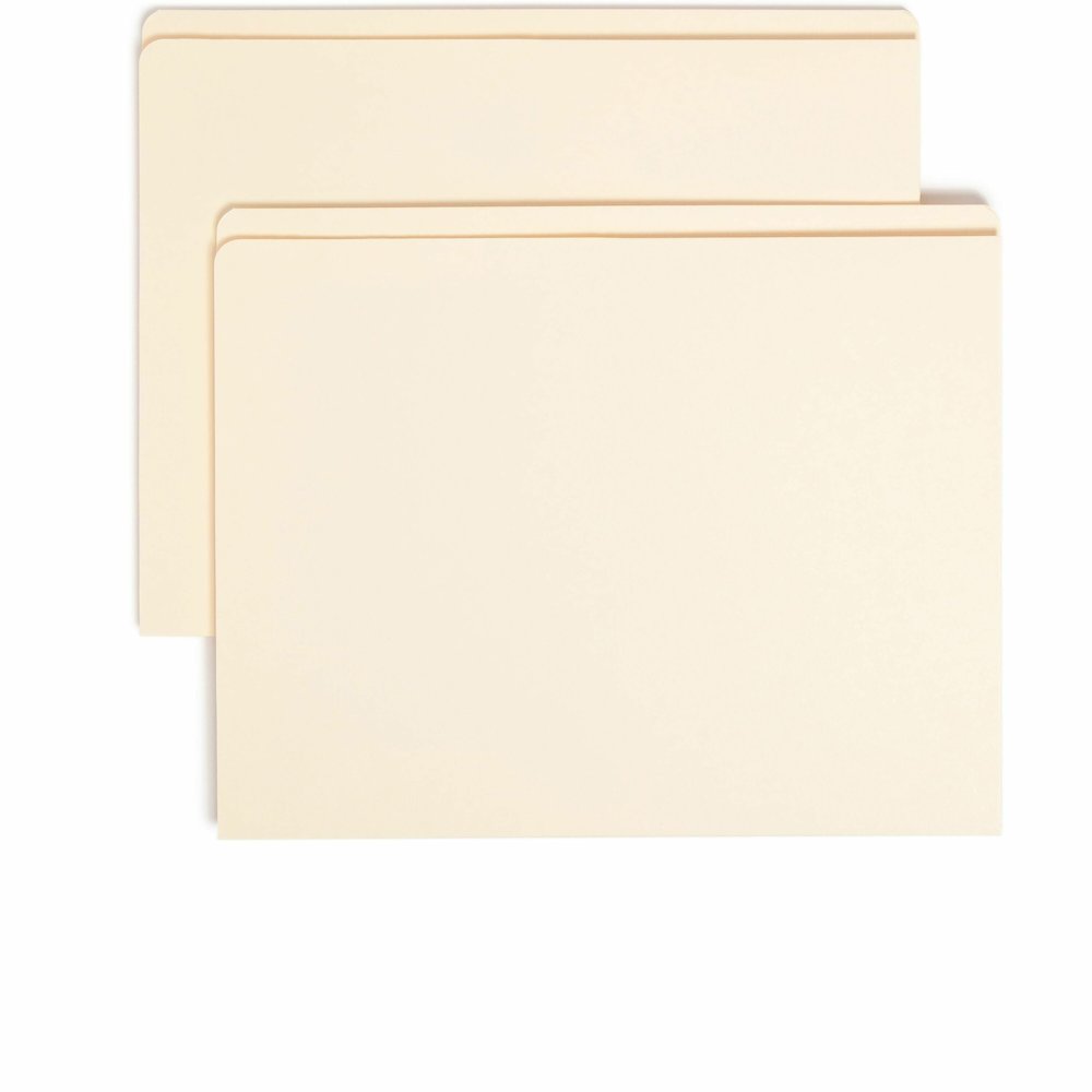 Smead Straight Tab Cut Letter Recycled Top Tab File Folder - 8 1/2" x 11" - Internal Pocket - 11 pt. - 2 Plys - Manila - Reinforced, Heavyweight - 10% Recycled - 50 / Box. Picture 1