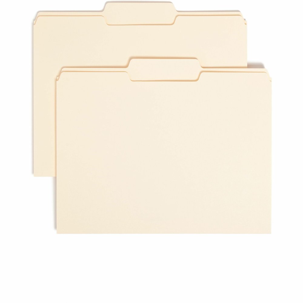 Smead 1/3 Tab Cut Letter Recycled Top Tab File Folder - 8 1/2" x 11" - 3/4" Expansion - Top Tab Location - Center Tab Position - 11 pt. - 1 Plys - Manila - 10% Recycled - 100 / Box. Picture 1