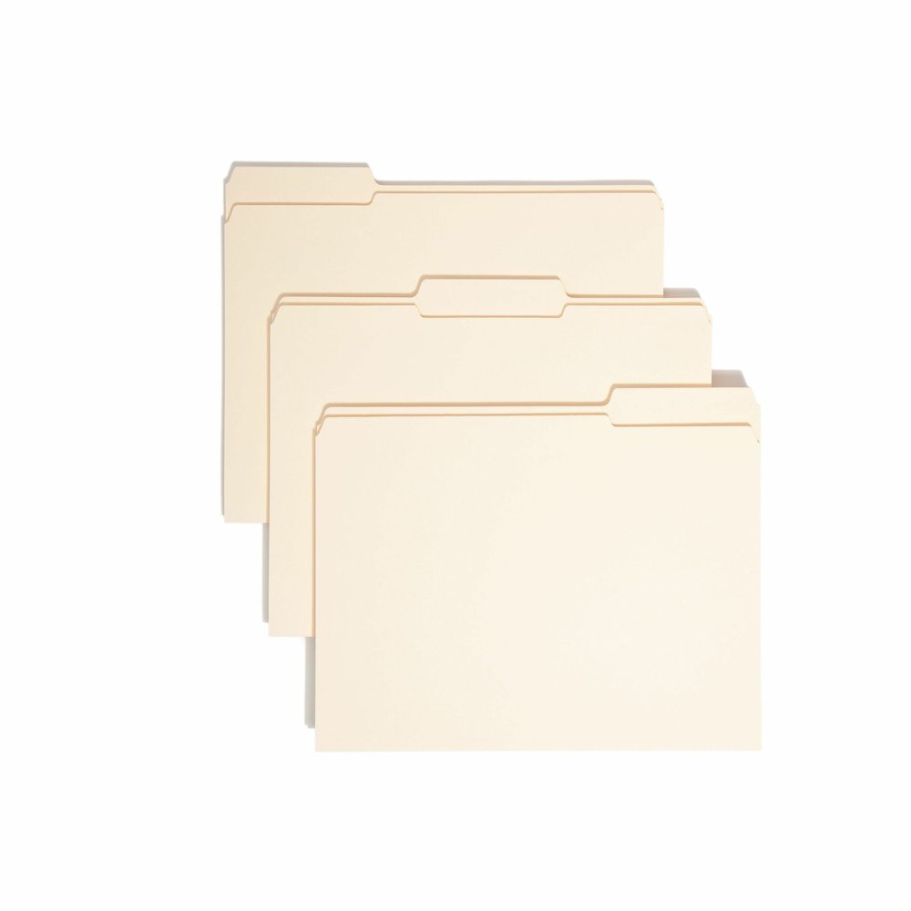 Smead 1/3 Tab Cut Letter Recycled Expanding File - 8 1/2" x 11" - 1 1/2" Expansion - Top Tab Location - Assorted Tab Position - 14 pt. - 2 Plys - Manila - 10% Recycled - 50 / Box. Picture 1