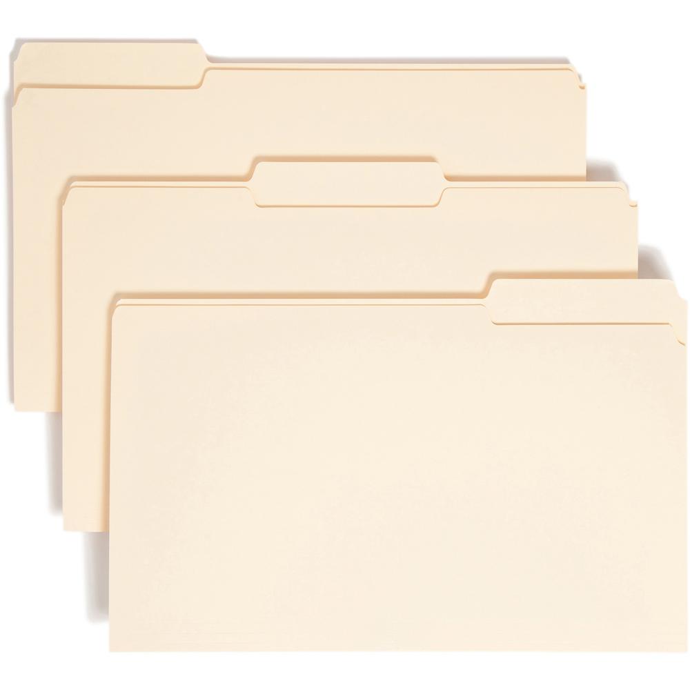Smead 1/3 Tab Cut Legal Recycled Top Tab File Folder - 8 1/2" x 14" - 3/4" Expansion - Top Tab Location - Assorted Tab Position - 11 pt. - 1 Plys - Manila - 10% Recycled - 100 / Box. Picture 1