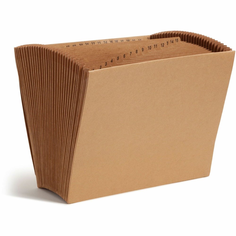 Smead Letter Recycled Expanding File - 8 1/2" x 11" - 7/8" Expansion - 31 Pocket - Kraft - Elastic Closure, Reinforced Gusset, Flap, Heavy Duty - 10% Recycled - 1 Each. Picture 1