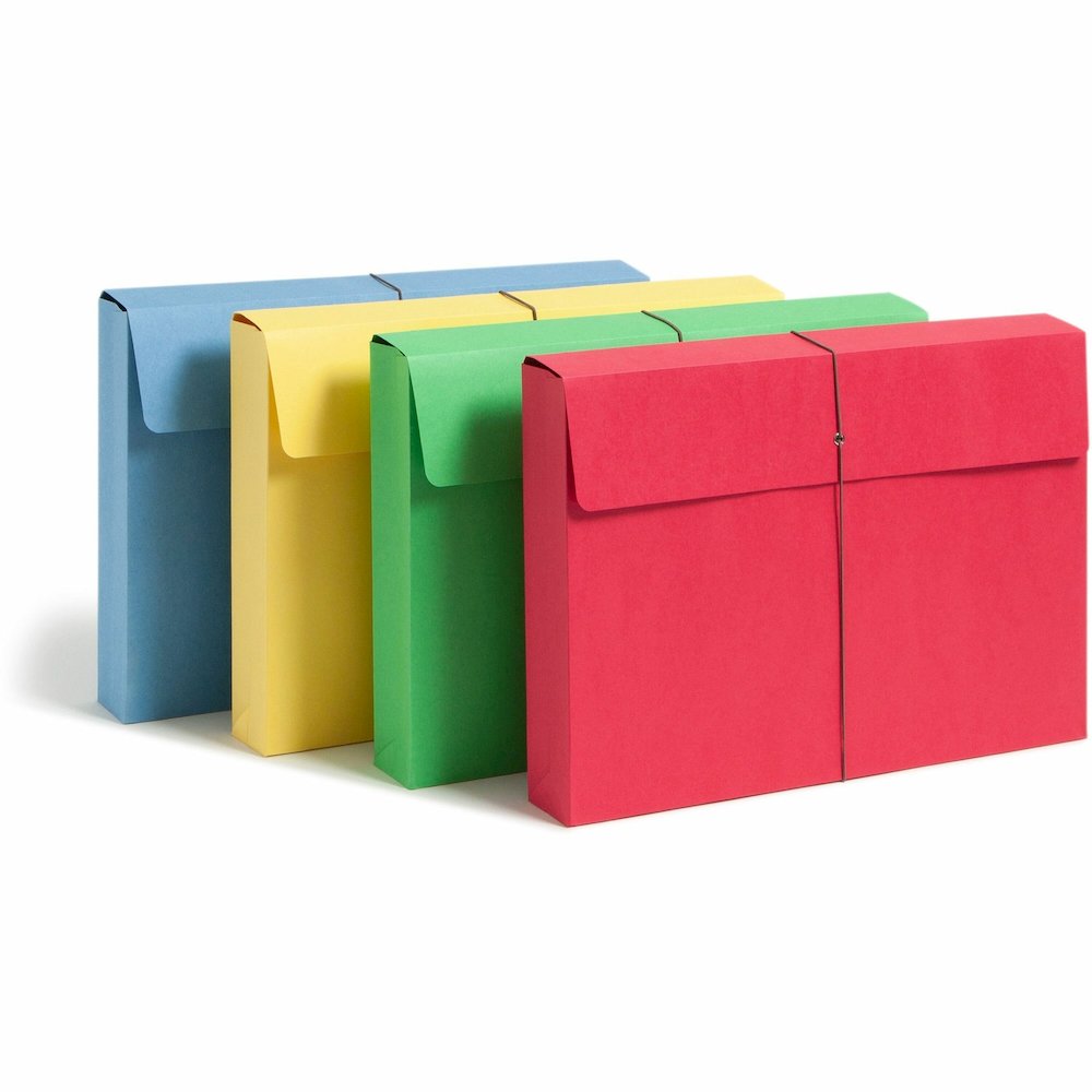 Smead Legal Yes File Wallet - 8 1/2" x 14" - 2" Expansion - 11 pt. - Blue, Green, Red, Yellow - Elastic Closure, Heavy Duty, Flap Closure - 10% Recycled - 50 / Box. Picture 1