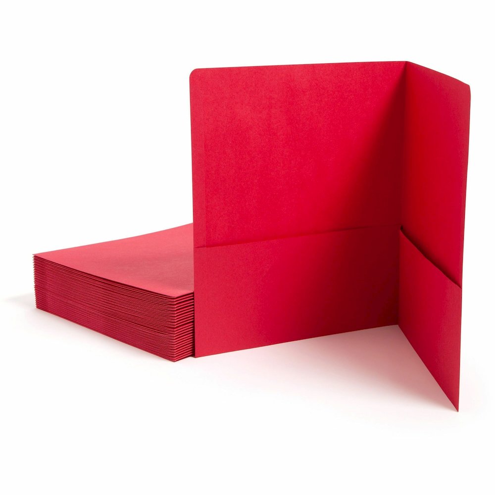 Smead Letter Recycled Pocket Folder - 8 1/2" x 11" - 100 Sheets Capacity - Folder - 2 Pocket - 11 pt. - Leatherette - Red - 10% Recycled - 25 / Box. Picture 1