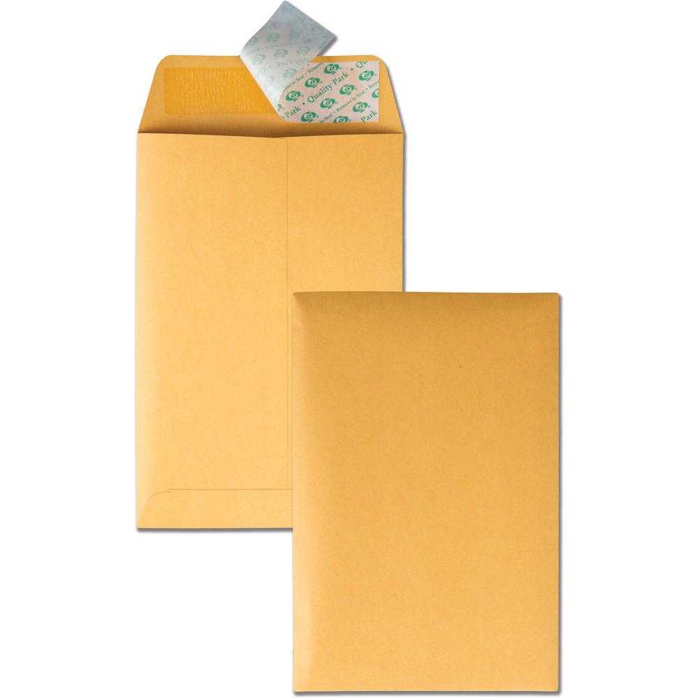 Quality Park 6 x 9 Catalog Mailing Envelopes with Redi-Strip&reg; Self-Seal Closure - Catalog - 6" Width x 9" Length - 28 lb - Peel & Seal - Kraft - 100 / Box. Picture 1