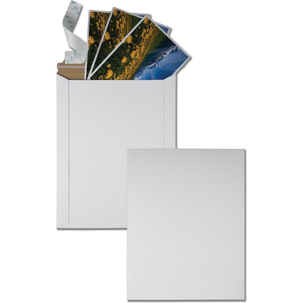 Quality Park Sturdy Fiberboard Photo Mailers - Board - 9 3/4" Width x 12 1/2" Length - Self-sealing - White - Fiberboard - 25 / Box. Picture 1