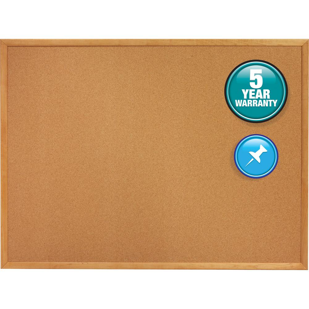 Quartet Classic Series Cork Bulletin Board - 36" Height x 48" Width - Brown Natural Cork Surface - Self-healing, Flexible, Durable - Oak Frame - 1 Each. Picture 1