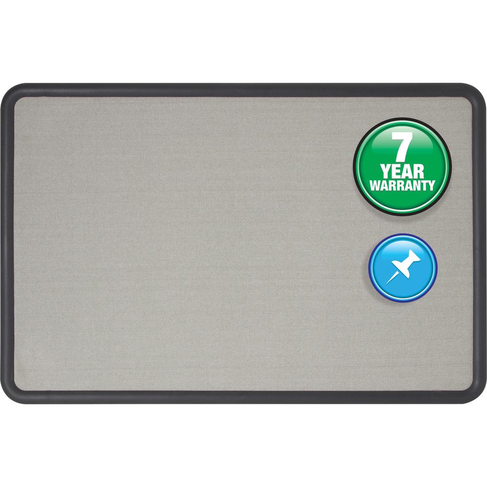 Quartet Contour Bulletin Board - 24" Height x 36" Width - Gray Fabric Surface - Durable, Self-healing - Black Frame - 1 Each. Picture 1