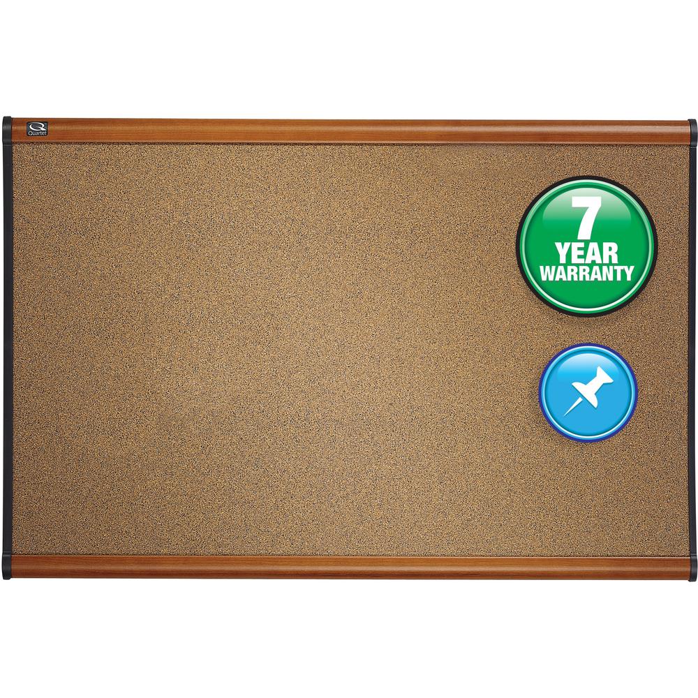 Quartet Prestige Bulletin Board - 36" Height x 48" Width - Brown Cork Surface - Self-healing, Durable - Light Cherry Frame - 1 Each. Picture 1