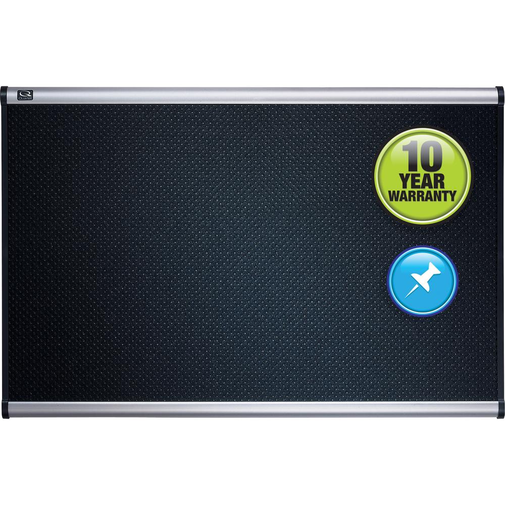 Quartet Prestige Embossed Foam Bulletin Board - 36" Height x 48" Width - Black Foam Surface - Self-healing - Silver Aluminum Frame - 1 Each. Picture 1