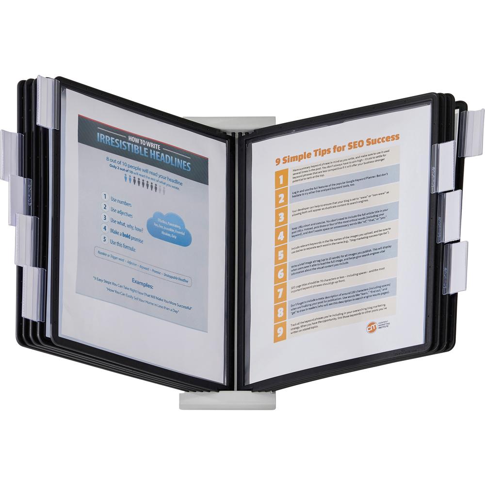 DURABLE&reg; INSTAVIEW&reg; Desktop Reference Display System - Desktop - 10 Double Sided Panels - Letter Size - Anti-Reflective/Non-Glare - Black. Picture 1