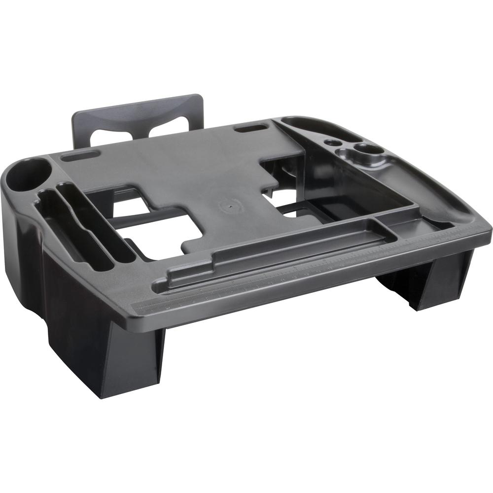 Compucessory Telephone Stand/Organizer - 5" Height x 11.5" Width x 9.5" DepthDesktop - Non-skid Base, Cable Management - Black - Plastic - 1 Each. Picture 1