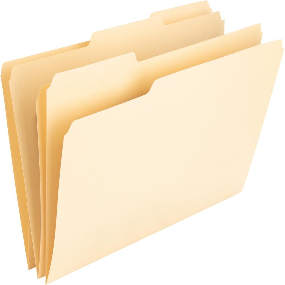 Nature Saver 1/3 Tab Cut Letter Recycled Top Tab File Folder - 8 1/2" x 11" - 3/4" Expansion - Top Tab Location - Assorted Position Tab Position - Manila - Manila - 100% Recycled - 100 / Box. Picture 1