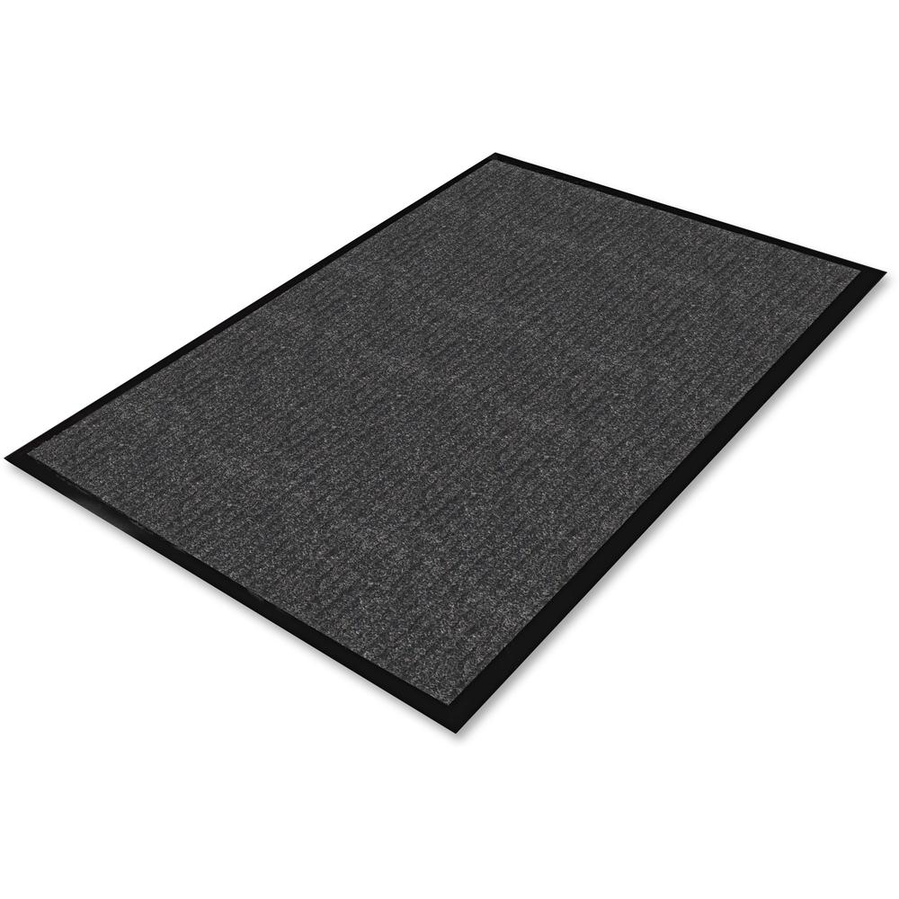 Genuine Joe Ribbed Indoor Wiper Mat - Warehouse, Indoor - 72" Length x 48" Width - Vinyl, Polypropylene - Charcoal - 1 Each. Picture 1