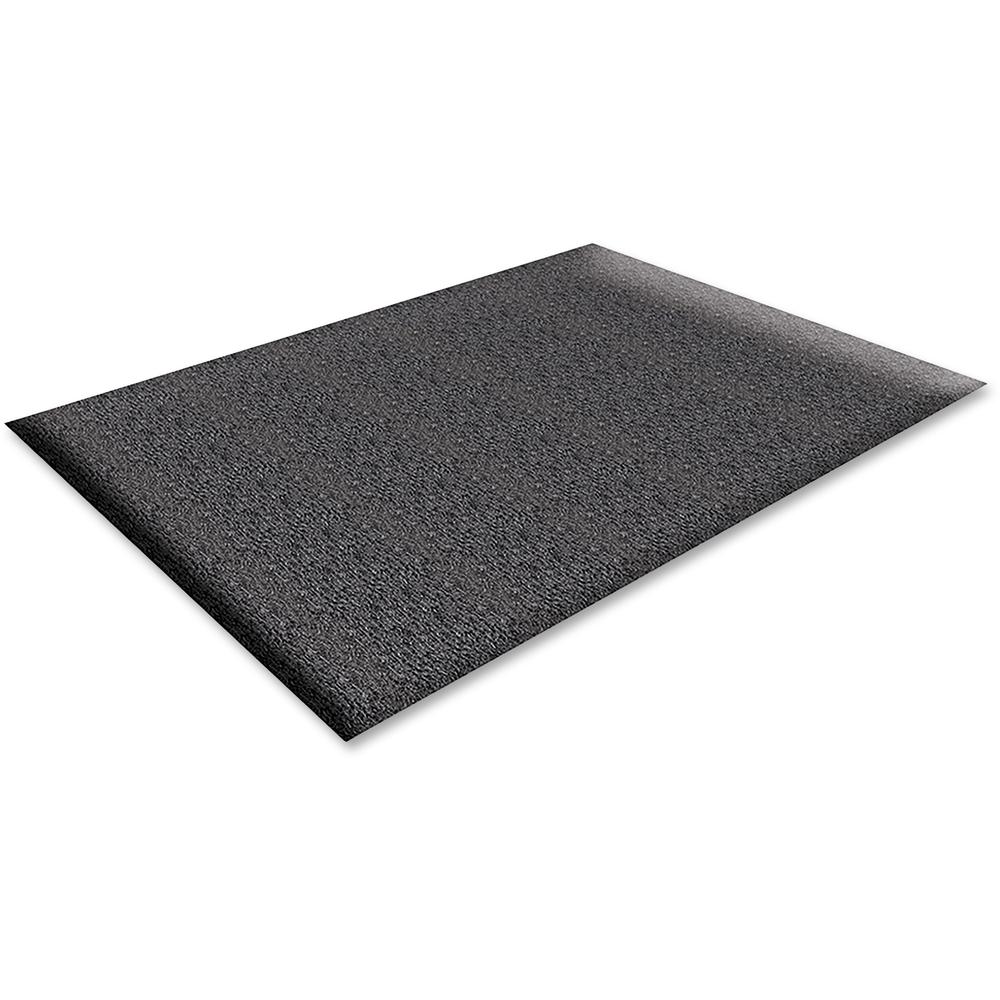 Genuine Joe Soft Step Vinyl Anti-Fatigue Mats - Warehouse - 36" Length x 24" Width x 0.375" Thickness - Vinyl - Black - 1 Each. Picture 1