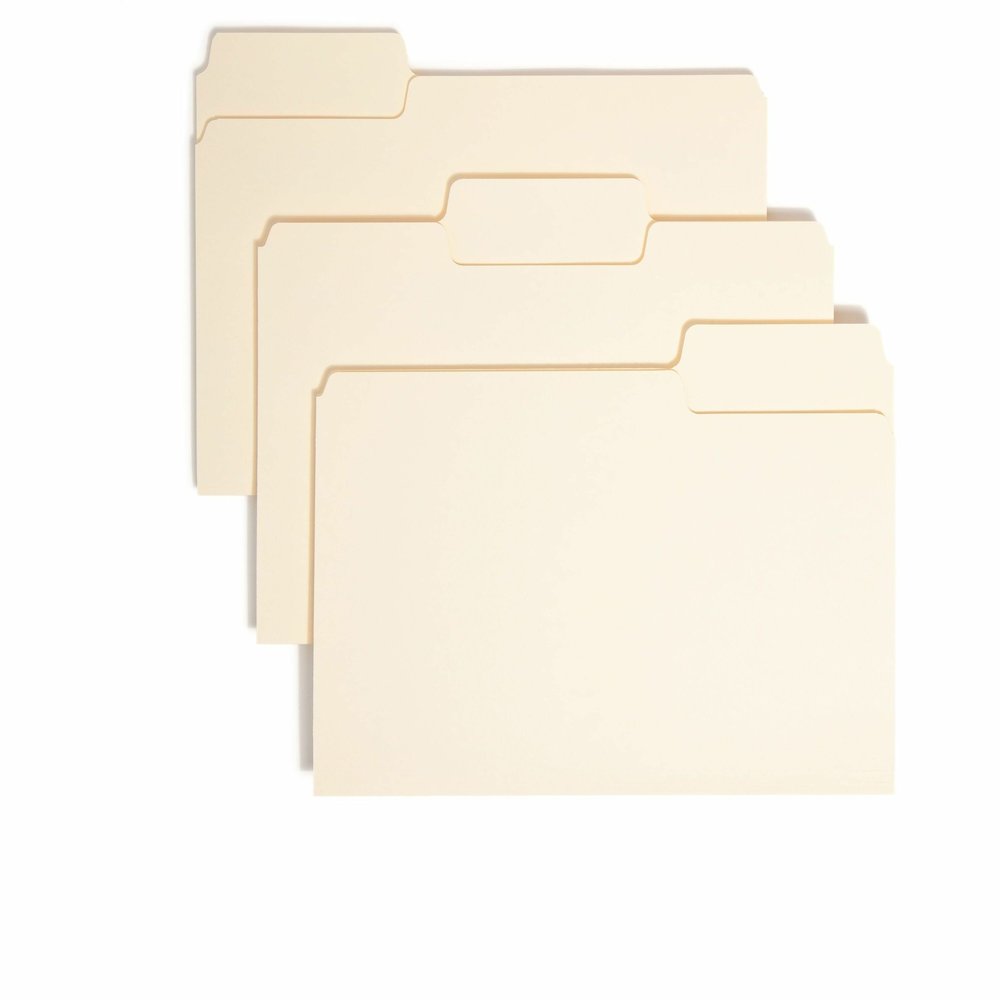 Smead SuperTab 1/3 Tab Cut Letter Recycled Top Tab File Folder - 8 1/2" x 11" - 3/4" Expansion - Top Tab Location - Assorted Tab Position - 11 pt. - 1 Plys - Manila - 10% Recycled - 100 / Box. Picture 1
