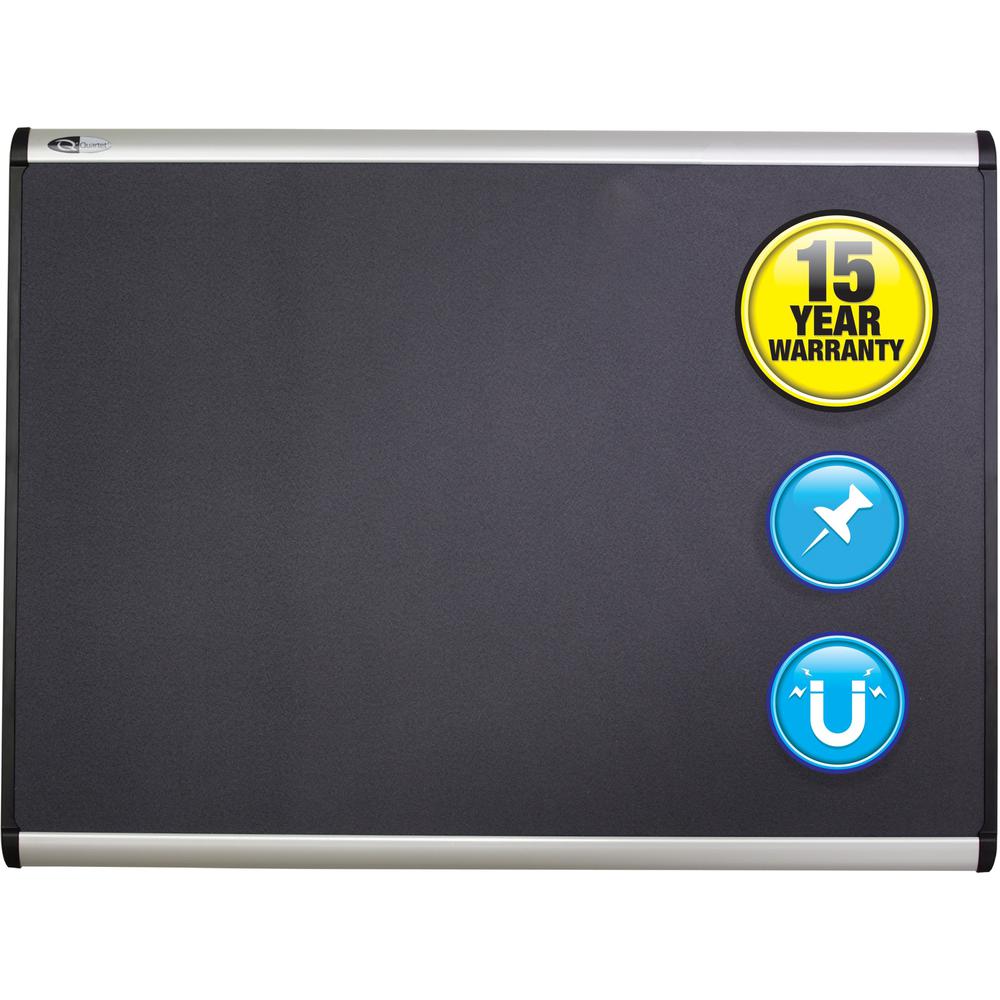 Quartet Prestige Plus Magnetic Bulletin Board - 24" Height x 36" Width - Gray Fabric Surface - Magnetic, Self-healing, Durable - Silver Aluminum Frame - 1 Each. Picture 1