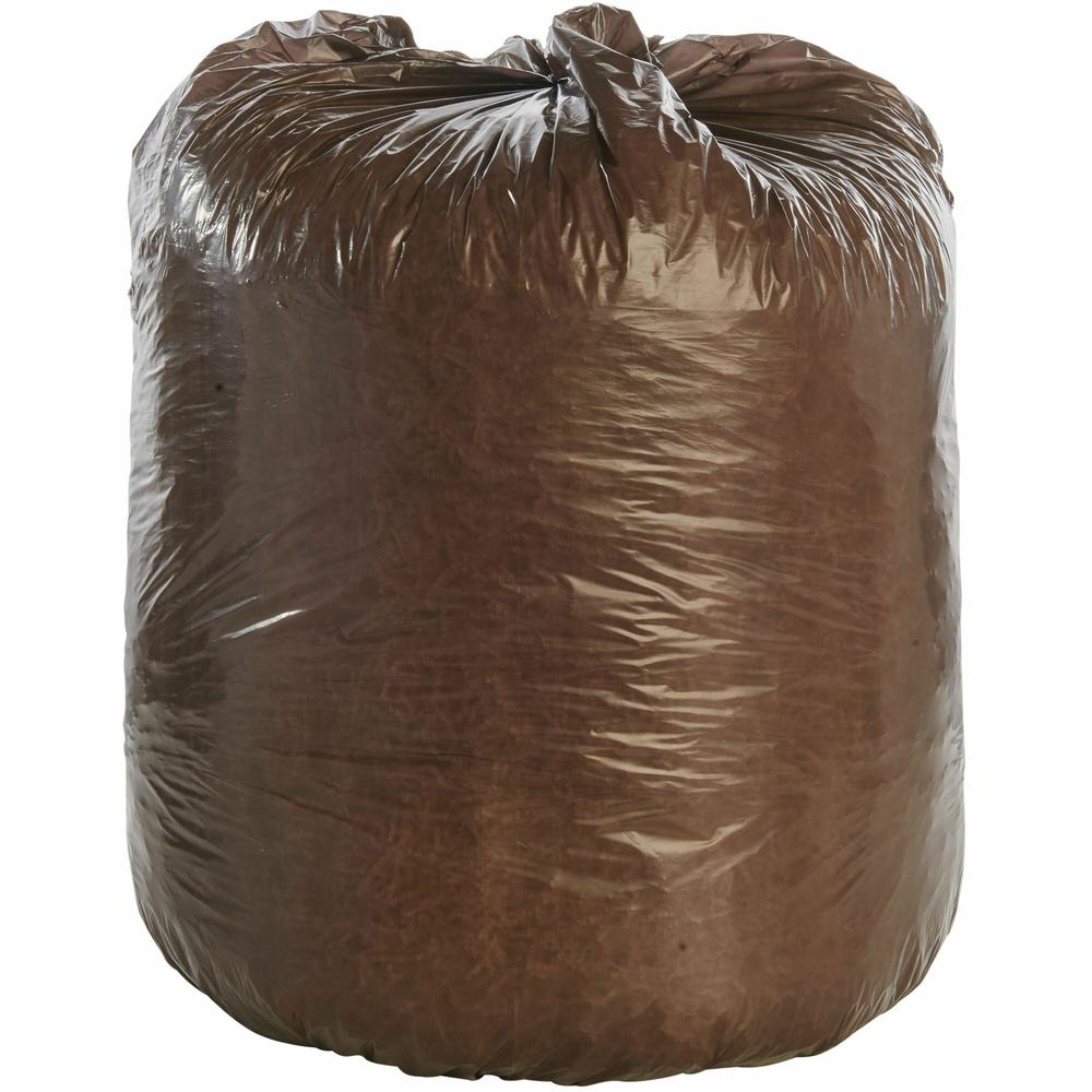 Stout Controlled Life-Cycle Plastic Trash Bags - 39 gal Capacity - 33" Width x 44" Length - 1.10 mil (28 Micron) Thickness - Brown - 40/Carton - Office Waste. Picture 1