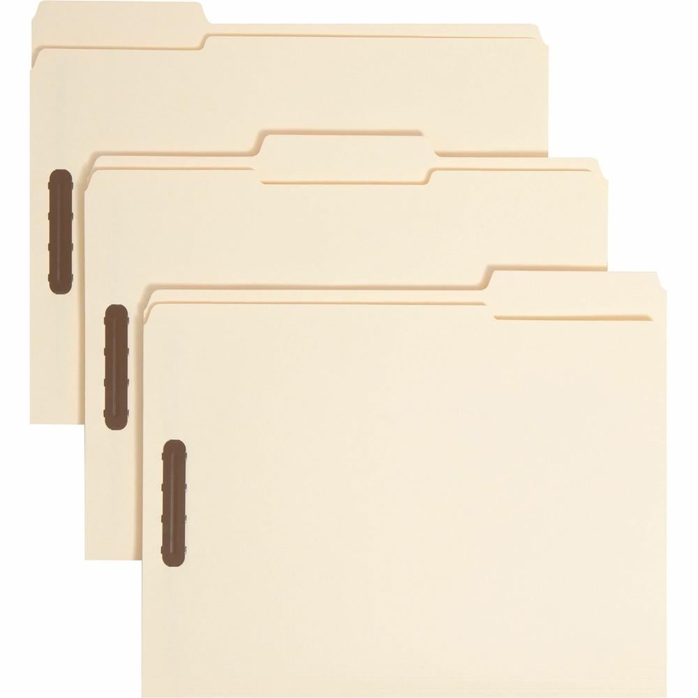 Smead 1/3 Tab Cut Letter Recycled Fastener Folder - 8 1/2" x 11" - 3/4" Expansion - 2 x 2K Fastener(s) - 2" Fastener Capacity for Folder - Top Tab Location - Third Tab Position - Manila - Manila - 10%. Picture 1