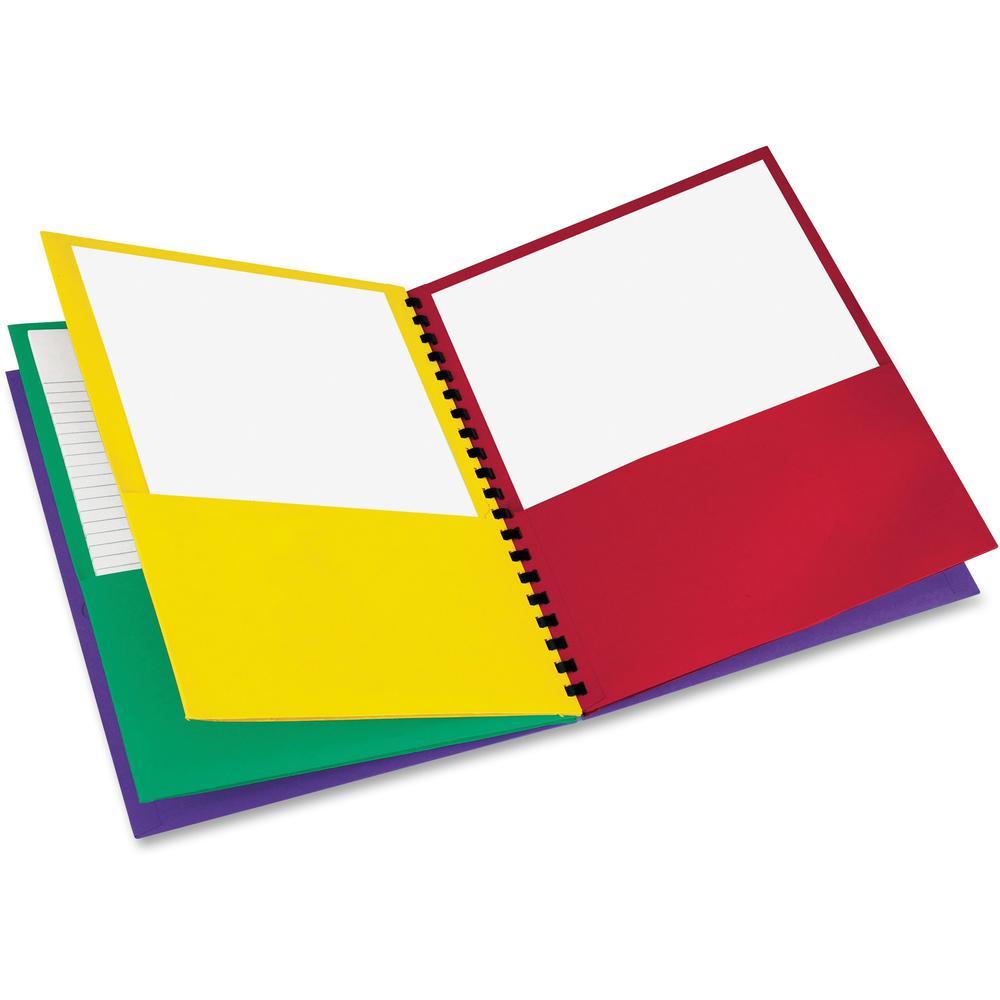 Oxford 99656 Letter Pocket Folder - 8 1/2" x 11" - 200 Sheets Capacity - 8 Pocket - Fiber - Red, Green, Yellow, Purple - Die-cut, Acid-free - 1 Each. Picture 1