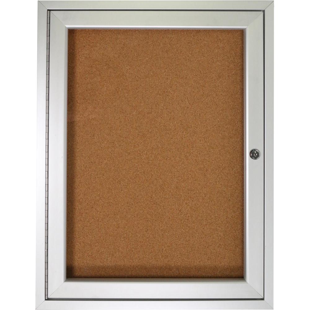 Ghent 1-door Enclosed Indoor Bulletin Board - 36" Board Height x 24" Board Width - Cork Surface - Shatter Resistant - 1 Each. Picture 1
