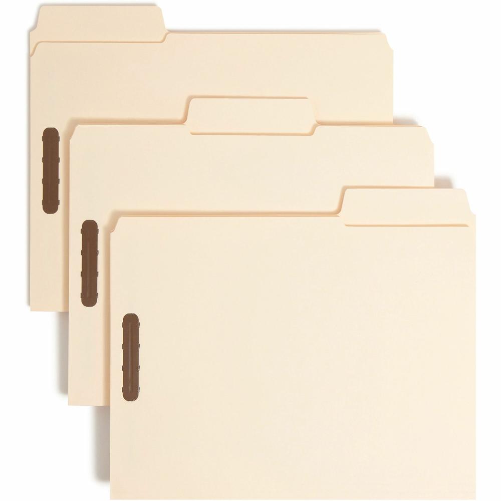 Smead SuperTab 1/3 Tab Cut Letter Recycled Fastener Folder - 8 1/2" x 11" - 3/4" Expansion - 2 x 2K Fastener(s) - 2" Fastener Capacity - Top Tab Location - Assorted Position Tab Position - Manila - Ma. Picture 1