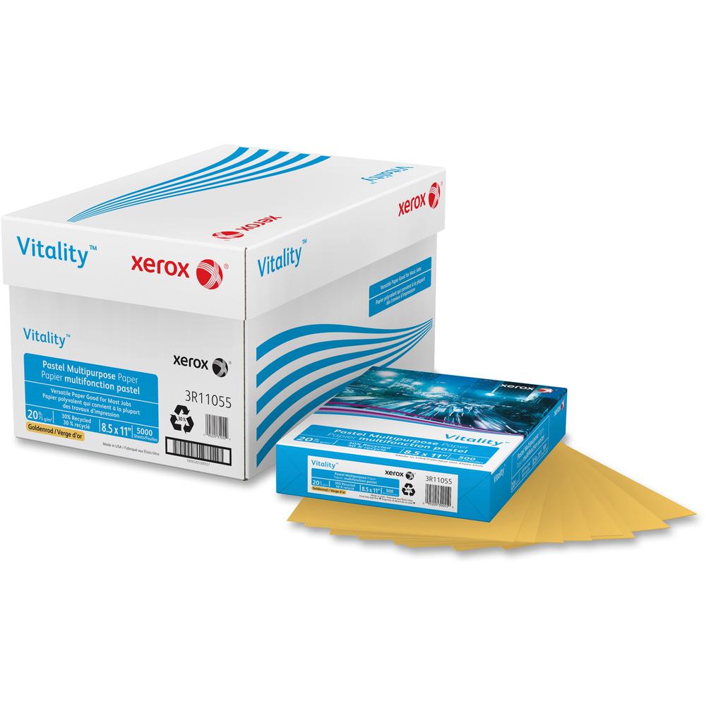 Xerox Vitality Multipurpose Pastel Paper - Letter - 8 1/2" x 11" - 20 lb Basis Weight - Jam-free - Goldenrod - 500 / Ream. Picture 1