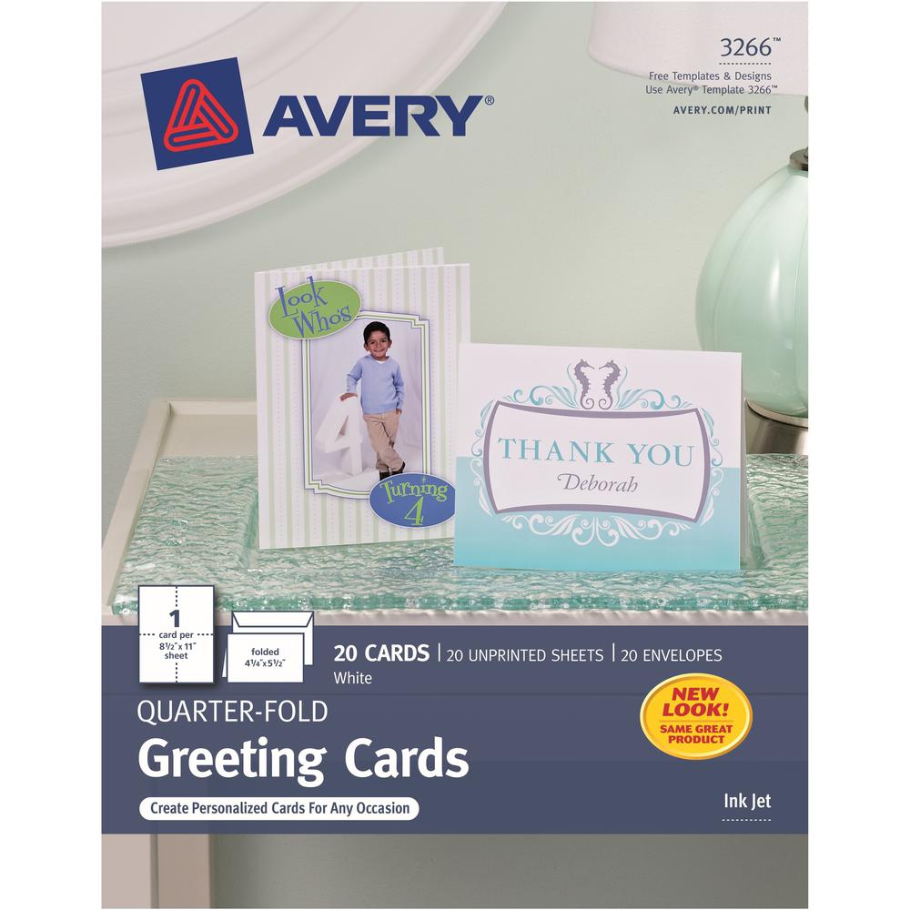 Avery&reg; Greeting Cards - 97 Brightness - 4 1/4" x 5 1/2" - Matte - 20 / Pack - Heavyweight - White. Picture 1